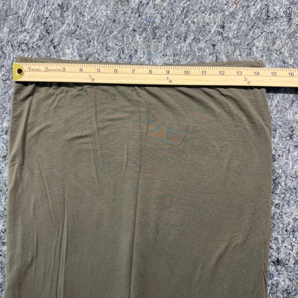 Leith Olive Green Maxi‎ Skirt Size Large Elastic Waist Rayon Blend Stretch